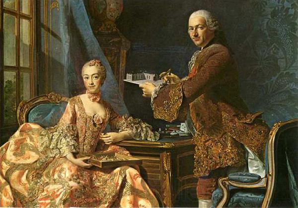 Alexander Roslin Double portrait, Architect Jean-Rodolphe Perronet with his Wife France oil painting art